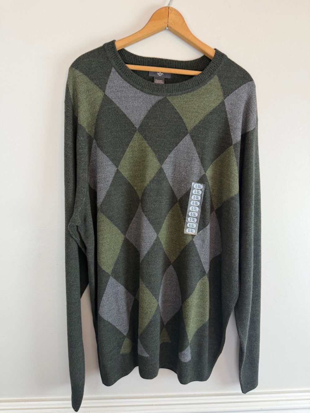 Dockers Argyle Green Gray Men’s XLT Sweater